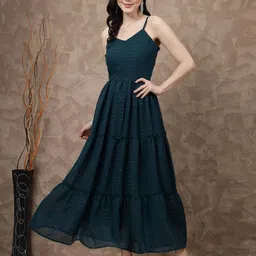 plusS Blue Striped Shoulder Straps Maxi Dress-picture-26