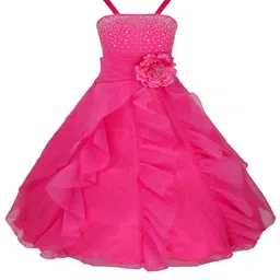 BAESD Girls Satin Shoulder Straps Maxi Party Dress Comes With A belt-image-49