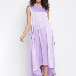 am ma Women Lavender Satin Maxi Dress-image-74
