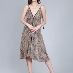Aditi Wasan V-Neck Ethnic Motifs Printed Satin Midi Dress-image-68