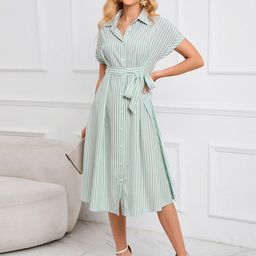 JC Mode Striped Shirt Midi Dress-picture-33