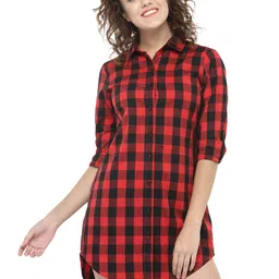 BAESD Checked Cotton Shirt Mini Dress-image-45