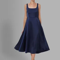 JC Collection Navy Blue Solid Midi Dress-image-96
