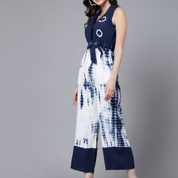 Ramas Tie and Dyed Shirt Collar Waist Tie-Ups Culotte Jumpsuit-picture-32