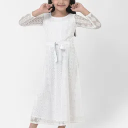 Eavan Girls Cold-Shoulder Net Fit & Flare Midi Dress-17