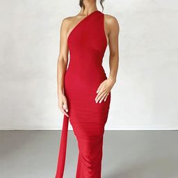 LULU & SKY One Shoulder Backless Bodycon Maxi Dress-image-78