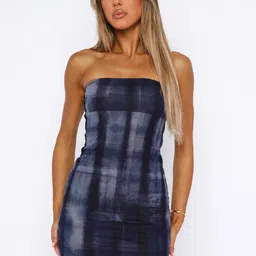LULU & SKY Checked Off-Shoulder Bodycon Mini Dress-image-39