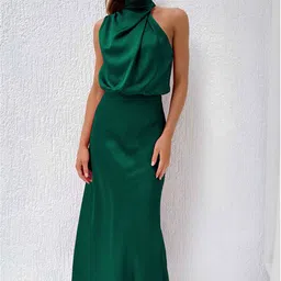StyleCast Green High Neck Sleeveless Maxi Dress-image-60