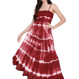 Aawari Maroon & White Tie and Dye Dyed Maxi Dress-image-9