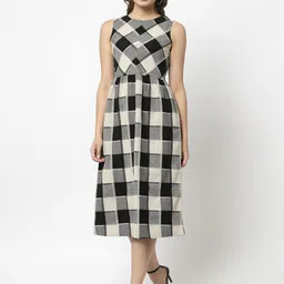 Gipsy Black Checked Midi Dress-15