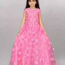 Aika Girls Floral Embroidered Net Maxi Dress-image-72