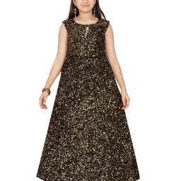 Aarika Girls Sequinned Velvet Maxi Dress-image-86