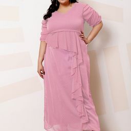 Athena Ample V-Neck Ruffled Maxi Casual Dress-picture-53