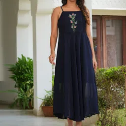 YASH GALLERY Floral Embroidered Sleeveless Maxi Dress-image-74