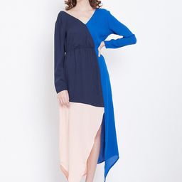 DODO & MOA Colourblocked V-Neck Asymmetric Maxi Dress-image-47