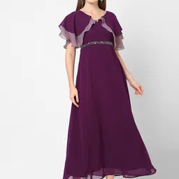 MISH Women Purple Layered Georgette Maxi Dress-image-52