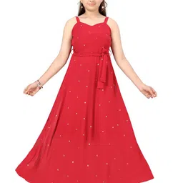 BAESD Girls Polka Dot Print Georgette Maxi Dress-picture-13