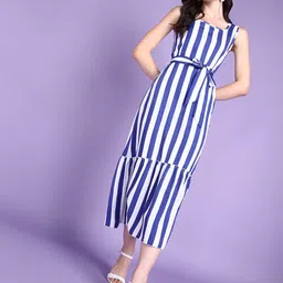 Popwings Striped Sheath Midi Dress-image-7