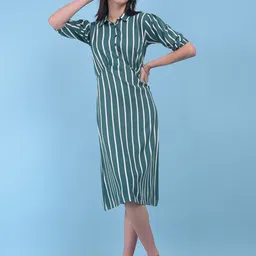 Crimsoune Club Striped Shirt Style Midi Dress-picture-44