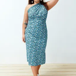 Trendyol Floral Print Off-Shoulder Sheath Midi Dress-18