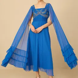 Antheaa Embellished Chiffon Fit and Flare Dress-image-3