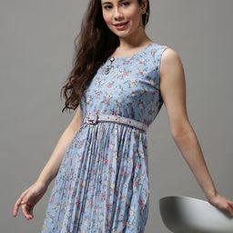 SHOWOFF Women Floral Pleated Chiffon Midi Dress-image-16