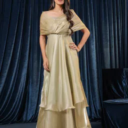 B'Infinite V-Neck Gathered or Pleated Maxi Dress-image-79