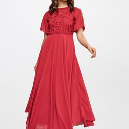 AND Women Red Embellished Embroidered Maxi Dress-image-72