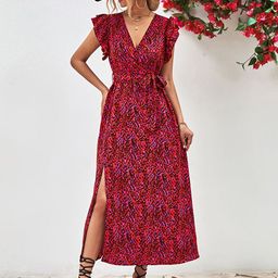 StyleCast x Revolte Animal Print Flutter Sleeve Maxi Dress-18