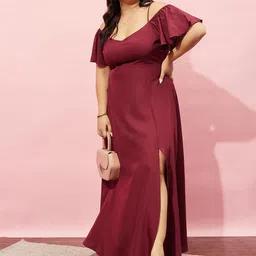 Berrylush Curve Cold Shoulder A-line Maxi Dress-picture-12