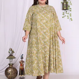Swasti Floral Printed Mandarin Collar A-Line Dress-picture-38