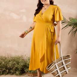 Berrylush Curve Plus Size V-Neck Wrap Maxi Dress-13
