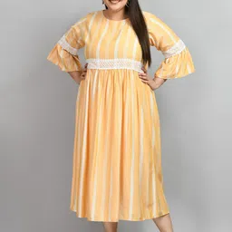PrettyPlus by Desinoor.com Plus Size Striped Flared Midi Dress-image-56