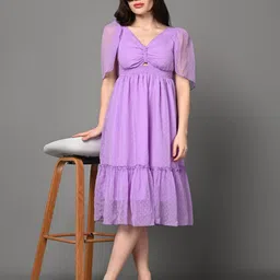 Justin Whyte Swiss Dot Empire Midi Tiered Dress-image-69
