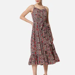 BAESD Floral Printed Gathered Detailed Fit & Flare Dress-picture-23