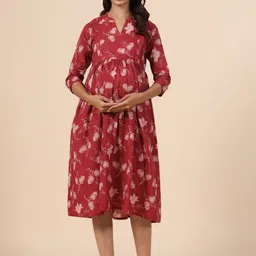 CRAFIQA Floral Print Maternity Empire Midi Dress-image-47