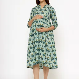 CRAFIQA Floral Print Maternity Empire Midi Dress-picture-39