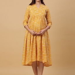 CRAFIQA Ethnic Motifs Print Maternity Midi Nightdress-image-88