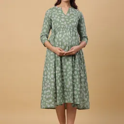 CRAFIQA Etjhnic Motifs Print Maternity Midi Nightdress-image-89