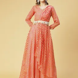 FASHOR Ethnic Motifs Layered Maxi Silk Dress-image-23
