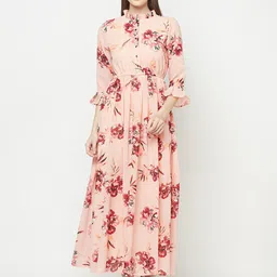 Purple State Peach-Coloured Floral Maxi Dress-picture-21