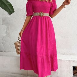 StyleCast Pink Off-Shoulder Smocked Maxi Dress-image-69