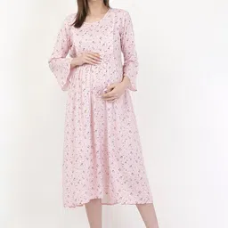 MYLO ESSENTIALS Pink Floral Maternity & Nursing Maxi Dress-image-40