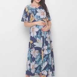 AV2 Navy Blue Floral Maternity Midi Dress-picture-48