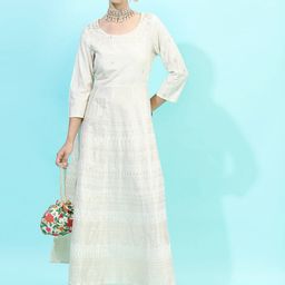 Vishudh Women Beige Ethnic Maxi Dress-50