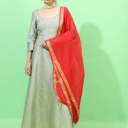 Vishudh Women Green Ethnic Maxi Dress-picture-22