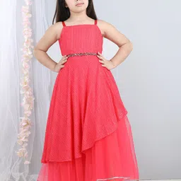 Toy Balloon kids Girls Self Design Shoulder Straps Fit and Flare Maxi Dress-image-94
