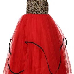 Samsara Couture Red & Black Ethnic Motifs One Shoulder Net Maxi Dress-image-94