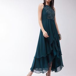 Miss Chase Teal Embellished Georgette Maxi Dress-image-67