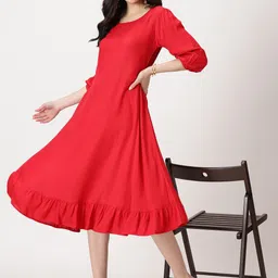 Saffron Threads Self Design A-line Midi Dress image 2